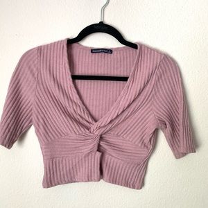 Abercrombie sweater crop top in dusty pink